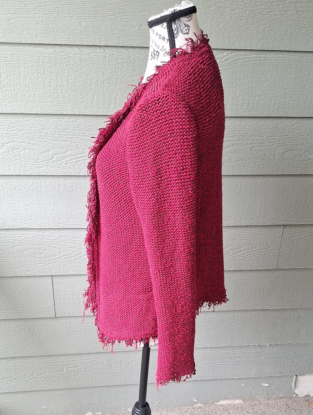 Iro Shavoni Fringe Hem Knit Cardigan Dark Red Size 40 / US 8 - Picture 9 of 10
